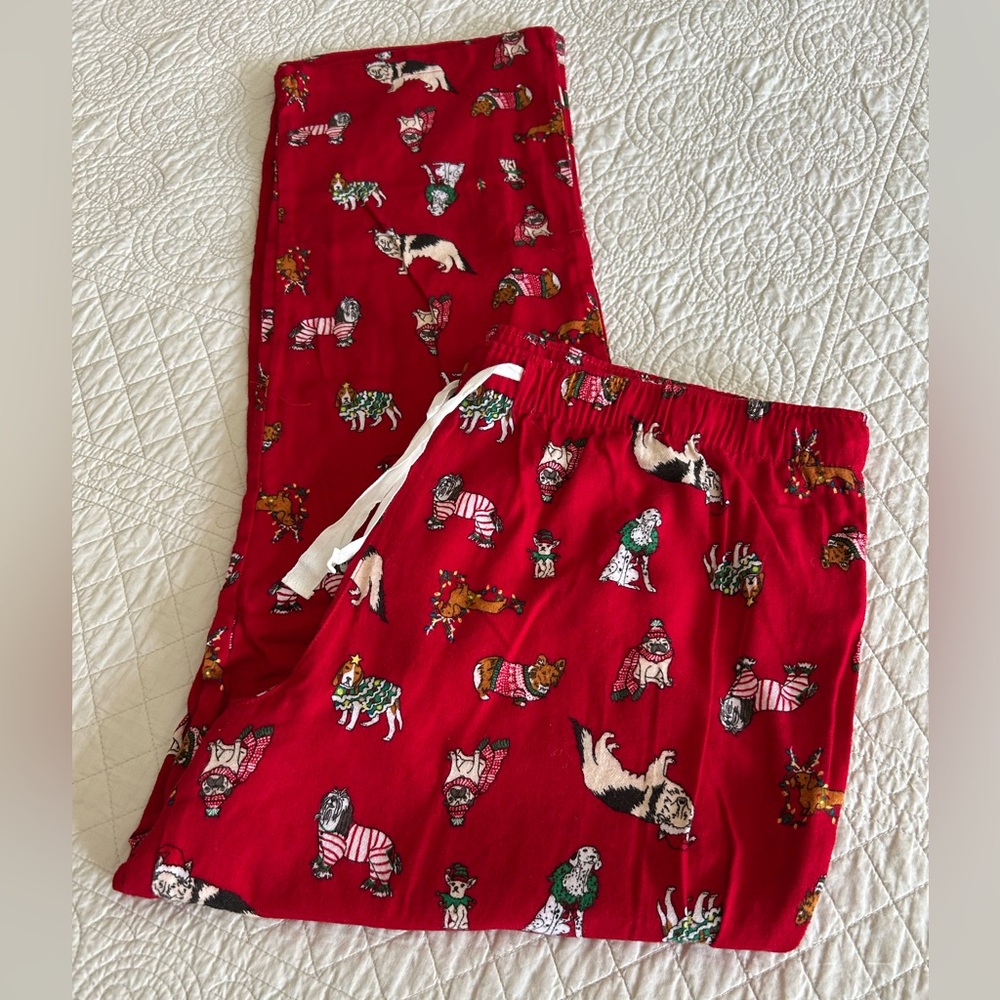 Old Navy Red Christmas Dog Print Pajama Bottoms
